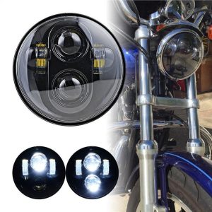 40W 5.75inch LED ไฟหน้าสำหรับ รถจักรยานยนต์ H4 Plug Chrome Black ไฟหน้าระบบไฟอัตโนมัติ