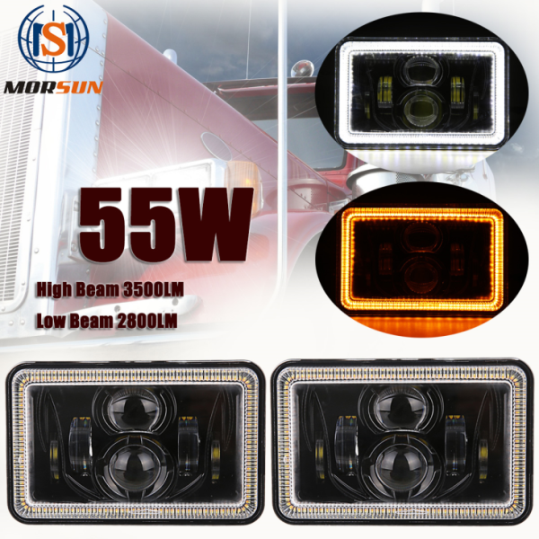 4x6 นิ้ว LED ไฟหน้าสแควร์พร้อม Hi / Lo Beam สำหรับรถจี๊ปและสำหรับ Kenworth