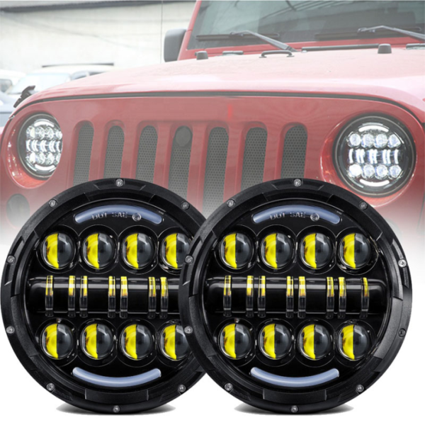 7 นิ้ว Led ไฟหน้า 80W สำหรับ Jeep Wrangler JK พร้อมไฟเลี้ยวกลางวัน