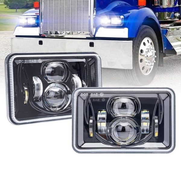 DOT SAE Kenworth Led ไฟหน้ารถบรรทุก 4x6 นิ้ว Led ไฟหน้าสำหรับ Kenworth T400 T600 T800 W900B W900L