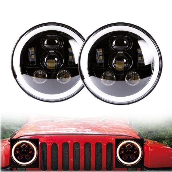 Morsun Black Chrome 58w ไฟหน้า LED กลมสำหรับ 07-17 Jeep Wrangler Unlimited JK 4 Door