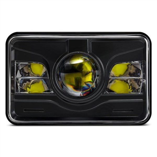 ไฟหน้า LED สี่เหลี่ยม Morsun 4x6 สําหรับโปรเจคเตอร์ไฟหน้า Kenworth T800 T400 Black Chrome