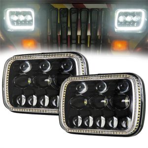 ไฟหน้าสี่เหลี่ยม Morsun 5x7 นิ้วสําหรับรถจี๊ป GMC ฟอร์ดเชฟโรเลตไฟหน้า LED