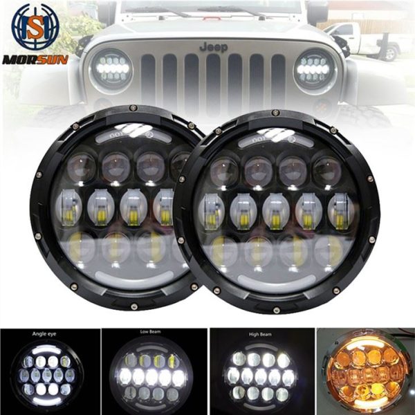 Morsun 7 นิ้ว LED รอบ 105W ไฟหน้าสำหรับ Wrangler JK ไฟหน้ารถพร้อม DRL Halo