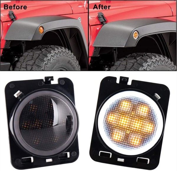 Morsun ไฟเลี้ยว LED สำหรับ Wrangler Jk สำหรับ Jeep Wrangler Flare Fender พร้อม Halo