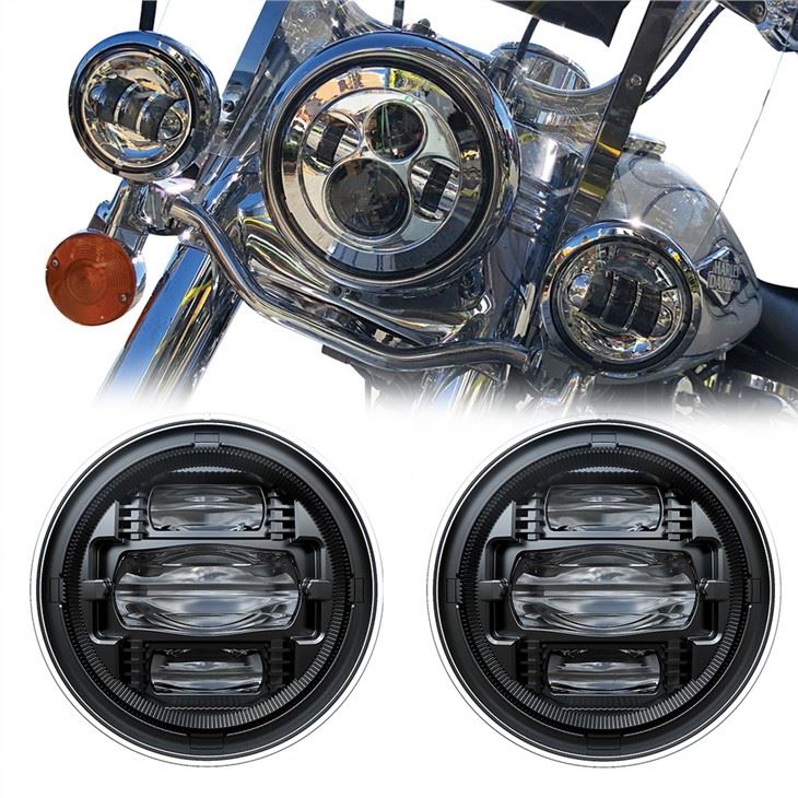 Morsun รถจักรยานยนต์ ระบบไฟส่องสว่างอัตโนมัติ 4.5 นิ้ว LED Fog Light Assembly สำหรับ Harley Electra Glide Ultra Classic