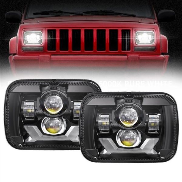 Rectangula 5x7 Led Headlights Jeep Cherokee XJ Jeep Wrangler YJ Truck ไฟหน้า GMC